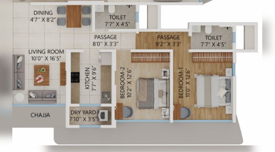 Dream-Sky-View-2BHK-758sqft-unit-plan